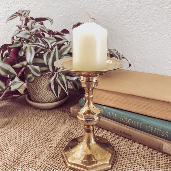 Vintage Mid Century Brass Candle Holder